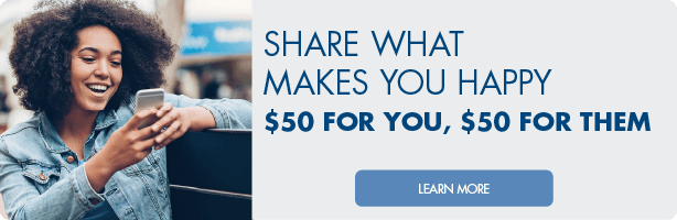 Share what makes you happy.  $50 for you