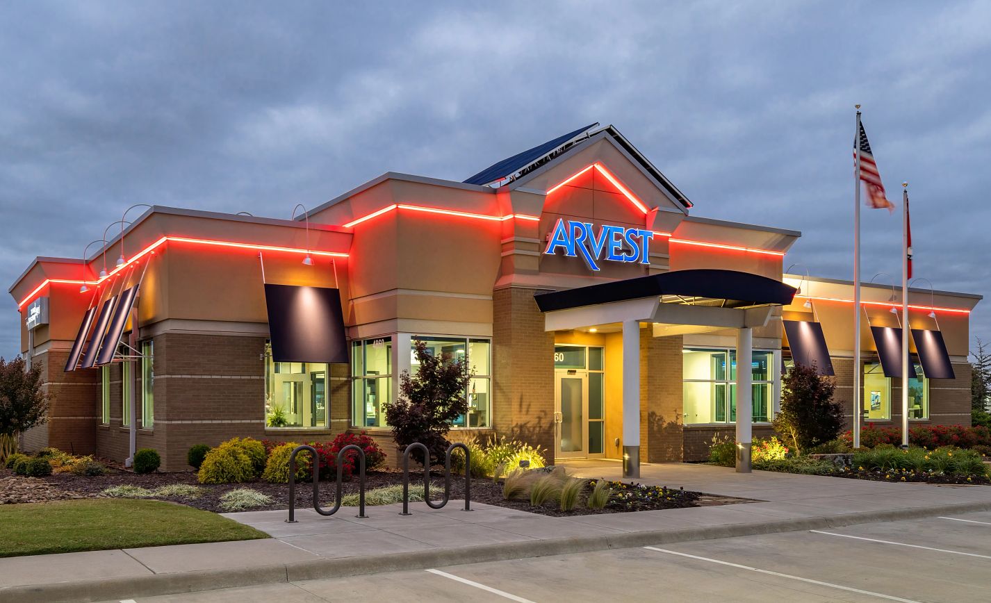 Arvest branch at dusk